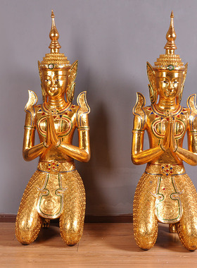 木雕迎宾泰式风门厅大堂工艺品