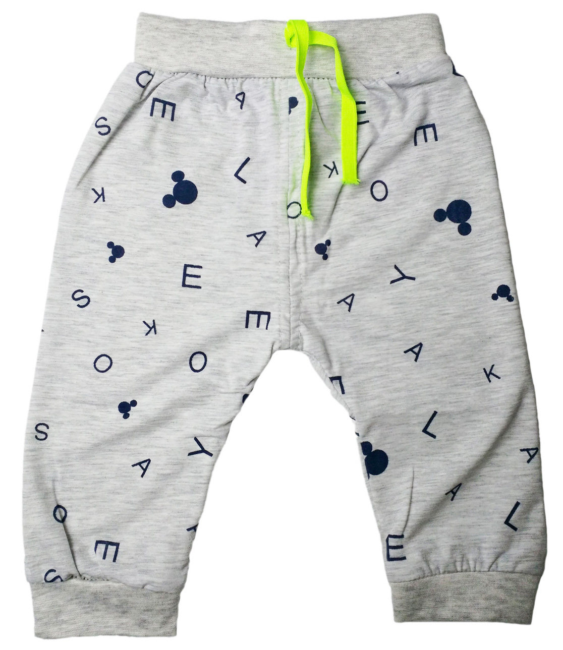 哟呼！0-6个月浅灰全棉休闲裤哈伦裤五分裤九分裤