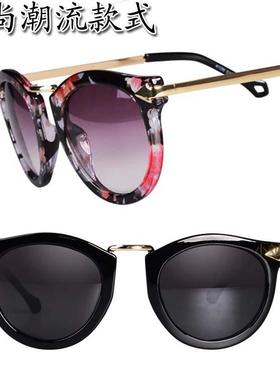 花色欧美复古太阳镜金属箭头圆形