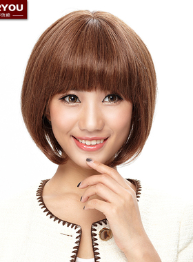 wigs2you假发 齐刘海短发女 bobo头真发假发短直发 真人发波波头