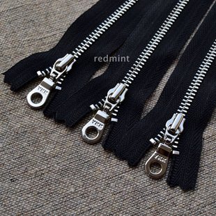 口小包布袋高档金属拉锁黑色580 袋口领袖 细齿3 亮银闭尾拉链服装