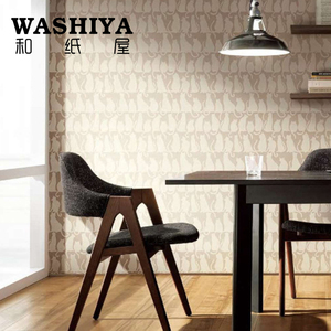 【和纸屋】日式仿布面客厅餐厅 猫咪 进口日本墙纸壁纸 按米卖