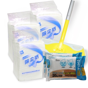 静电除尘纸拖把套餐 3包加厚菱形吸尘纸2包地板清洁湿巾1套平板拖