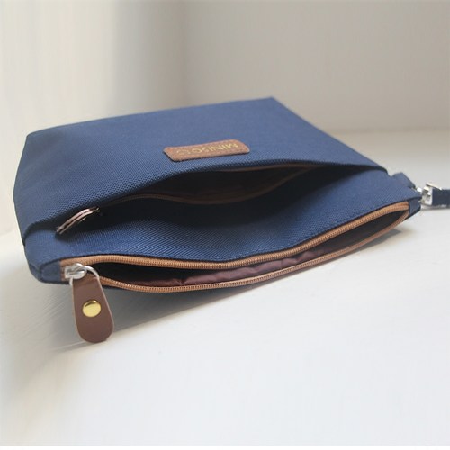 简约帆布手拎包百搭韩版化妆包大妈买菜手拿包时尚纯色手抓手机包