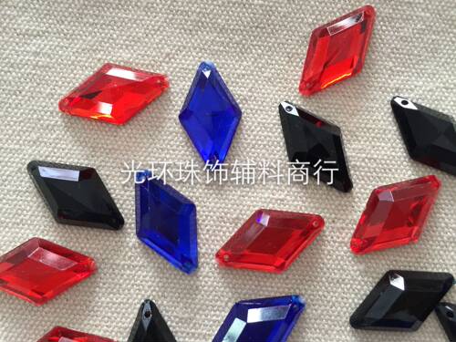 14x24mm菱形手缝钻 黑色红色蓝色亚克力钻 手工材料 服装辅料