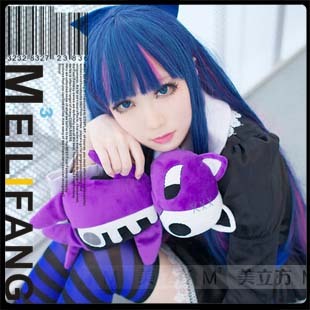 美立方 吊带袜天使 史朵金Stocking cos假发/1米蓝粉长直发高温丝