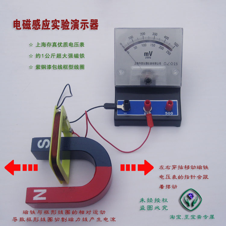 电磁感应实验器 毫伏计 框型线圈 强磁铁组件  中学课堂教学器材 玩具/童车/益智/积木/模型 科学实验 原图主图