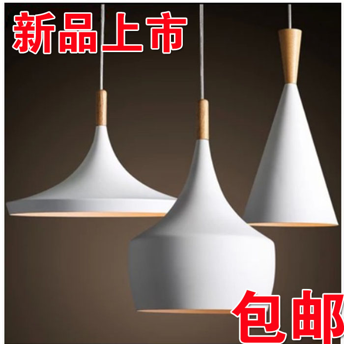 北欧创意个性餐厅灯 简约乐器灯吧台咖啡厅实木铝材单三头吊灯具