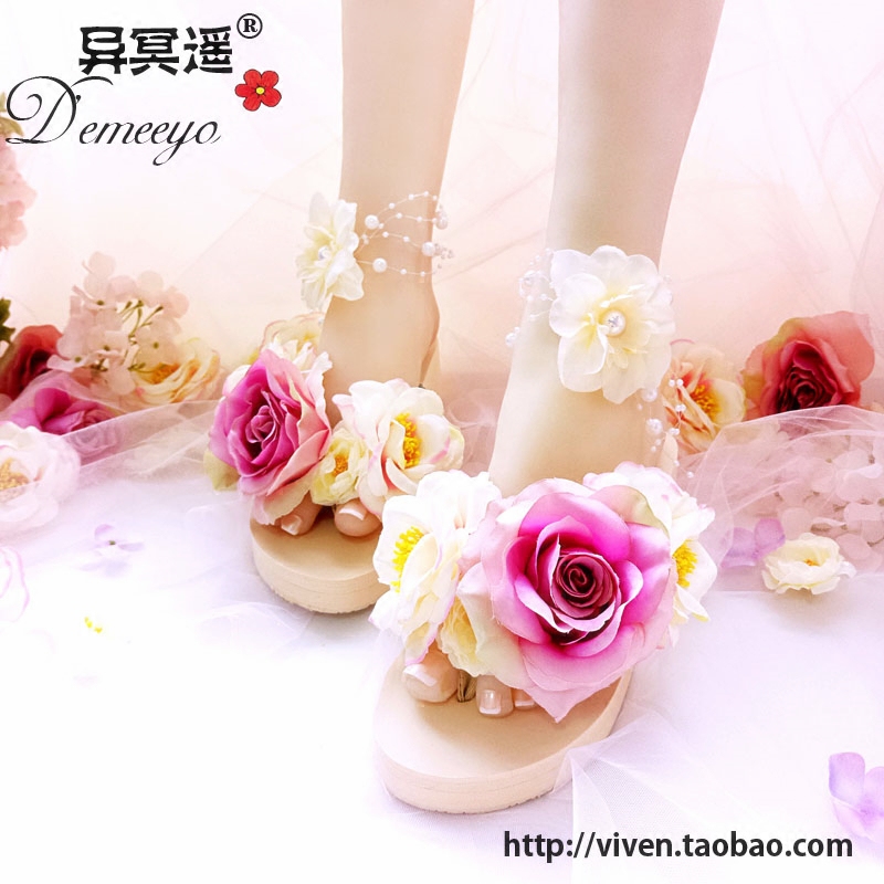 人字拖夏季女手工花朵防滑夹脚高坡跟沙滩凉拖鞋日常拖鞋slippers|msdalam kategori Kasut wanita, selipar - dari Buy2taobao.com untuk memberikan perkhidmatan ejen Taobao profesional membeli