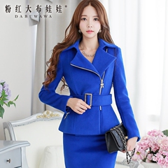 Wool coat women pink new arrival girls dolls temperament boom big collar slim wool coat