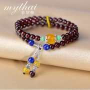 Is 925 Silver lapis lazuli natural Garnet bracelets handmade Thai hand-woven vintage chain customization