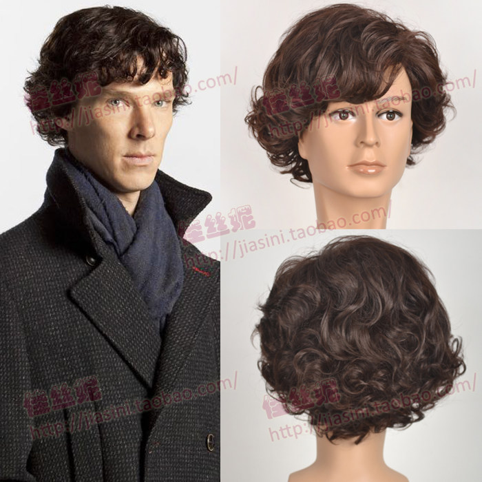cos假发 神探夏洛克/Sherlock 福尔摩斯 深棕短卷发 cosplay假发