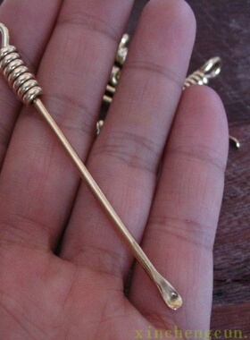 EDC随身纯手工黄铜不锈钢挖耳勺钥匙串配件