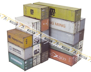 箱23个 777纸模型 150城镇建筑场景24 集装 N比例1