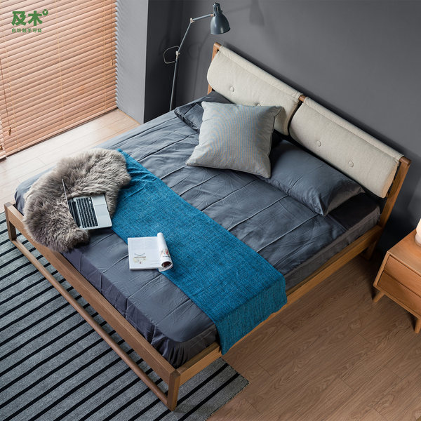 及木家具 现代简约 欧洲榉木 双人床 ￥3888包邮