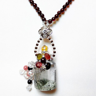 绿幽灵水晶香氛吊坠饰天然石榴石项链台湾手工精油随身薰香瓶特价