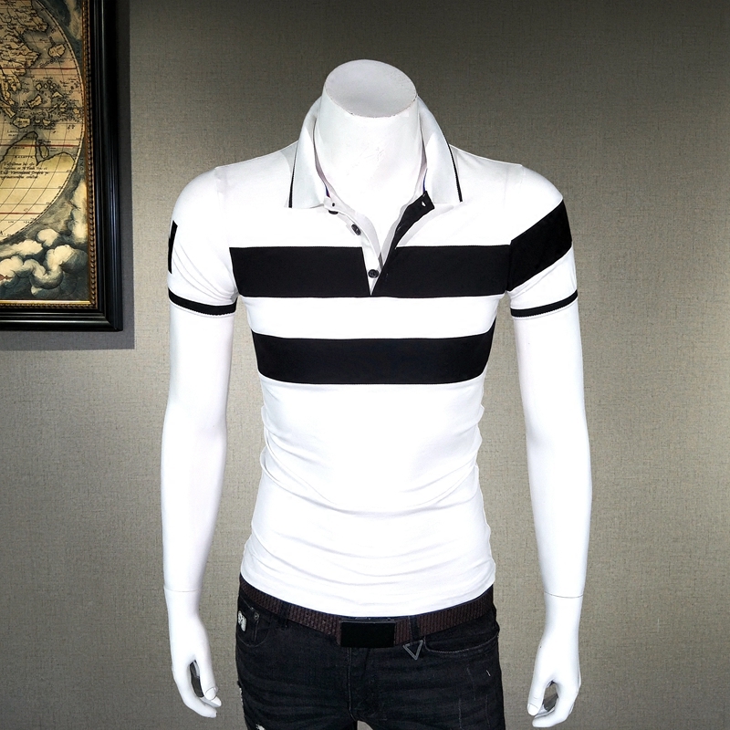POLO衫短袖男士休闲T恤青年翻领条纹弹力纯棉上衣时尚保罗体恤衫在类目 男装, Polo衫中 - 来自Buy2taobao.com提供专业的淘宝代购服务