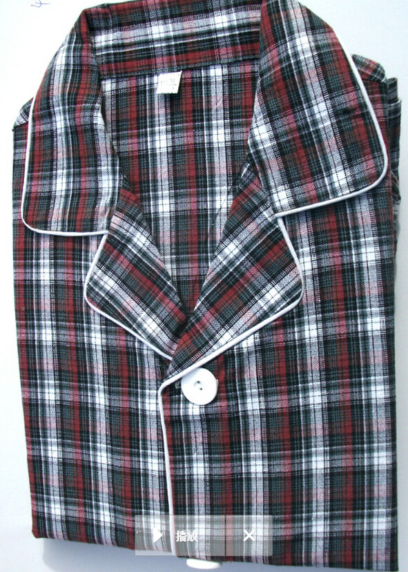 梭织优质纯棉手工色线织老粗布土布男士睡衣裤男式家居服套装