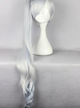 混合颜色的 90cm  银色和白色 短发+单马尾