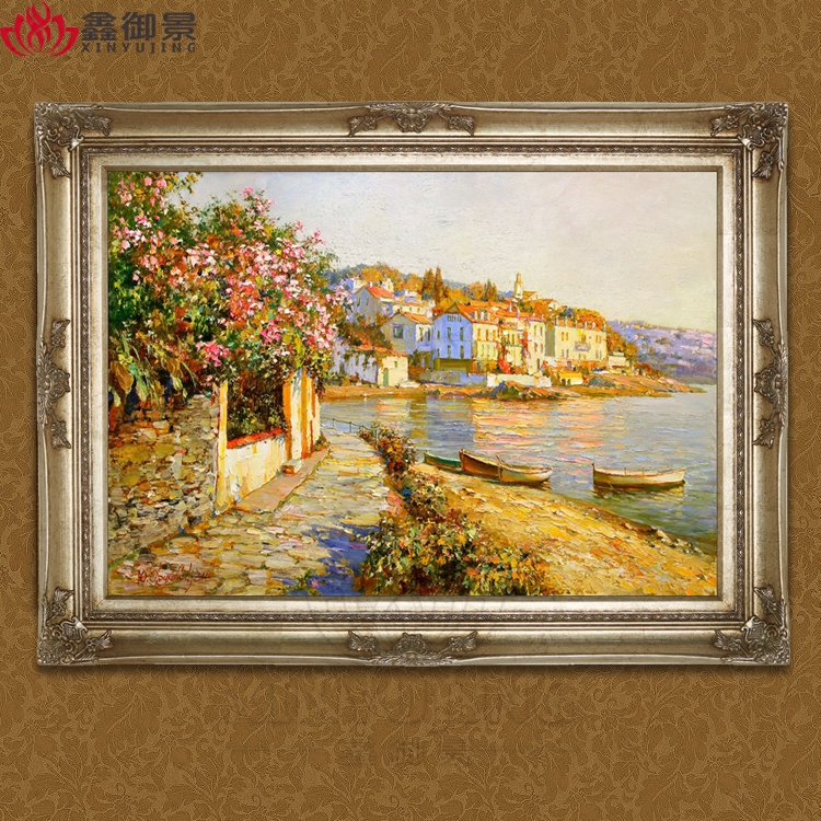 欧式手绘过道地中海风装饰挂画
