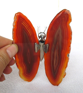 天然水晶花片116号玛瑙切片蝴蝶摆件原石10.5厘米灯饰玉髓电视墙