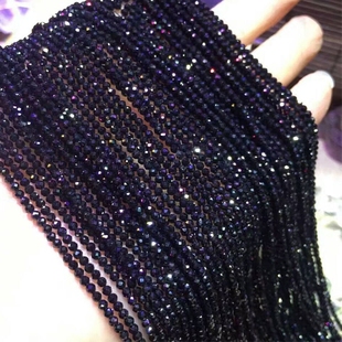 闪亮2 6mm小珠子天然黑尖晶石切刻面散珠半成品diy细手链锁骨项链