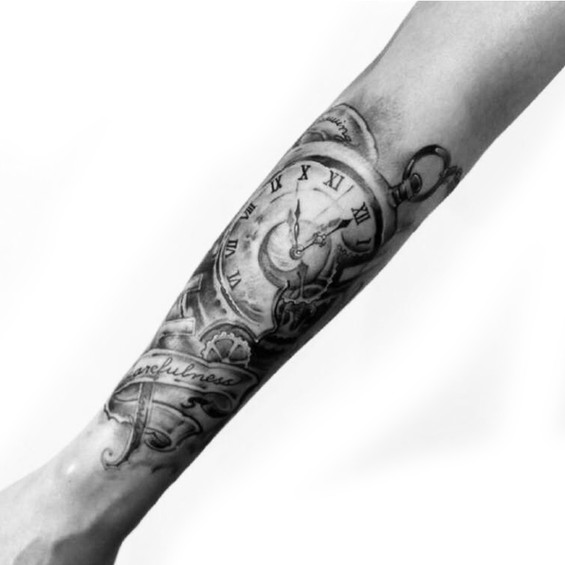 亿彩腾飞钟表花臂纹身贴花臂纹身贴持久仿真原创纹身贴防水纹身男