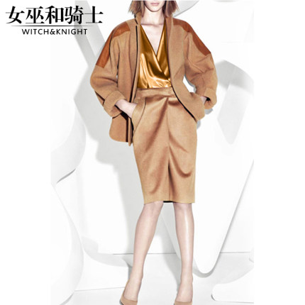 欧洲站2015秋冬新款时尚毛呢三件套装裙欧美