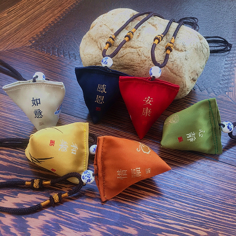 端午迷你小粽子创意中式香囊端午艾草香包 古风香囊荷包6色选包邮
