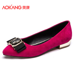 Aokang shoes new low light sets foot shoes pointy bow rhinestone women's shoes with low heels shoes