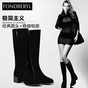 Fondberyl/feibolier 2015 winter leather head thick high heel boots leather shoes FB54115029