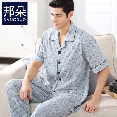 睡衣男士夏季纯棉短袖