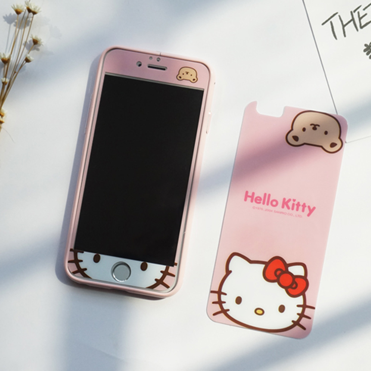 iPhone6¿¨Í¨¸Ö»¯Ä¤Æ»¹ûÈý¼þÌ×hello kittyϵÁвÊĤ6splusÈ«ÆÁ¸Ö»¯Ä¤ËͽðÊô±ß¿ò×öÌùĤÉñÆ÷5SEÊÖ»úKTĤÌ××°