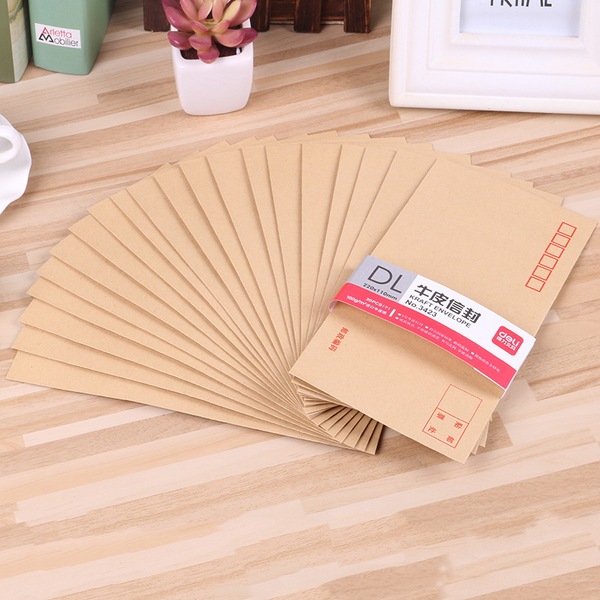 得力3423牛皮纸信封 5号邮局信封 220*110mm