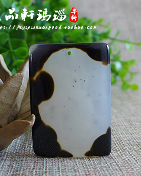 天然玛瑙 黑白相间玛瑙吊坠项链 大号方牌 像形玛瑙新品包邮