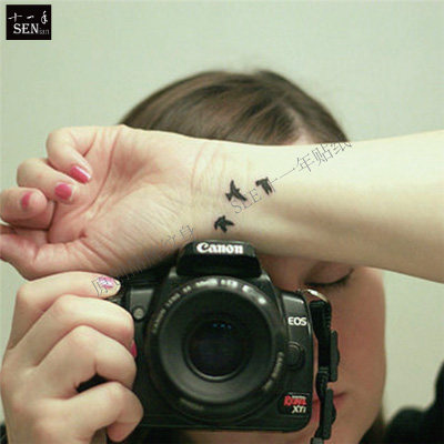 小清新唯美小燕海鸥刺青纹身贴防水女 持久手臂肩膀个性原宿贴纸