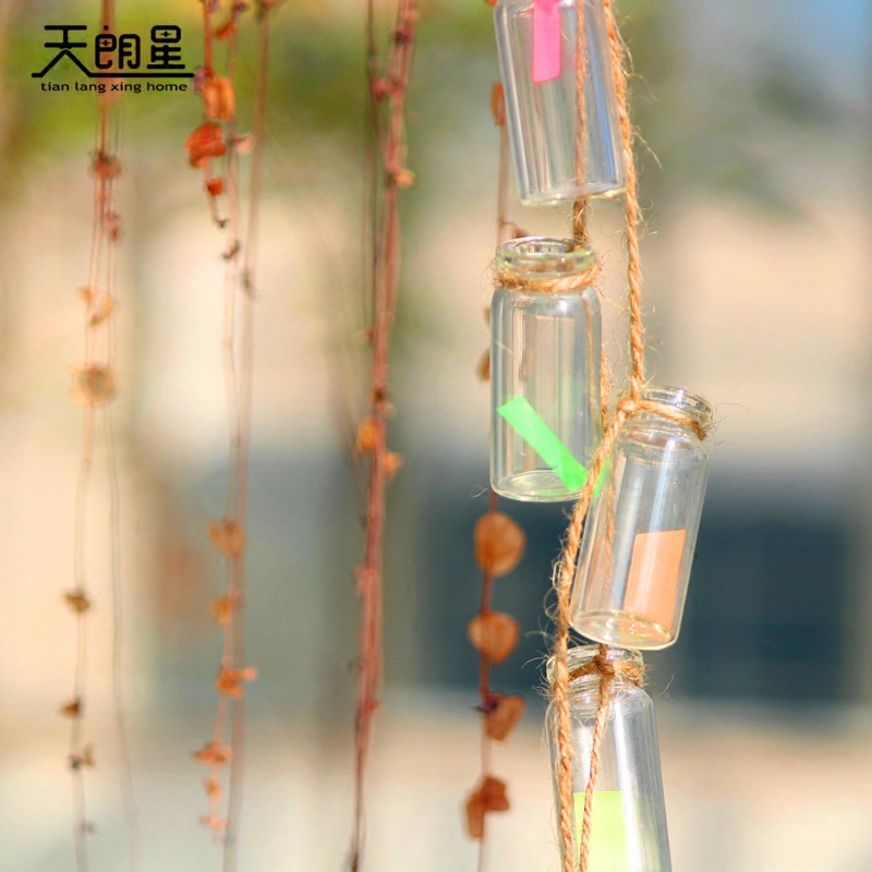天朗星家居 玻璃瓶串装 风铃挂饰吊饰 许愿瓶 水培植物花器 北欧