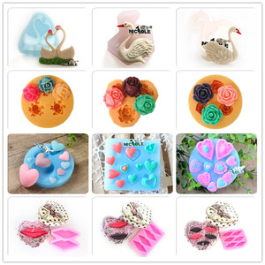 妮可情人节蛋糕装饰模具 立体天鹅红唇巧克力硅胶模 diy翻糖滴胶