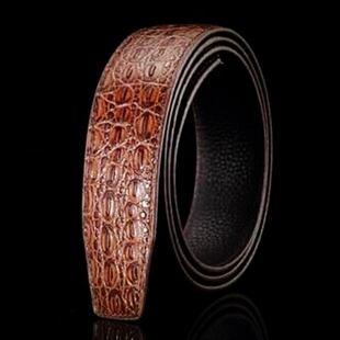 不带扣鳄鱼纹头层纯牛皮男士真皮带条3.5cm裤带自动扣腰带无头