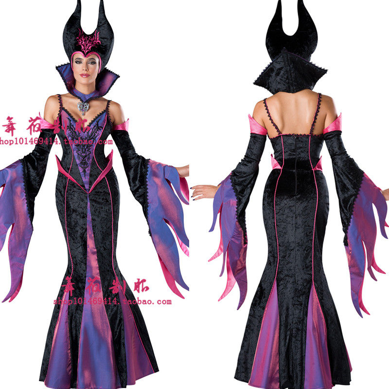 女王装鱼尾裙吸血鬼僵尸女巫沉睡魔咒万圣节服装 万圣节DS演出服