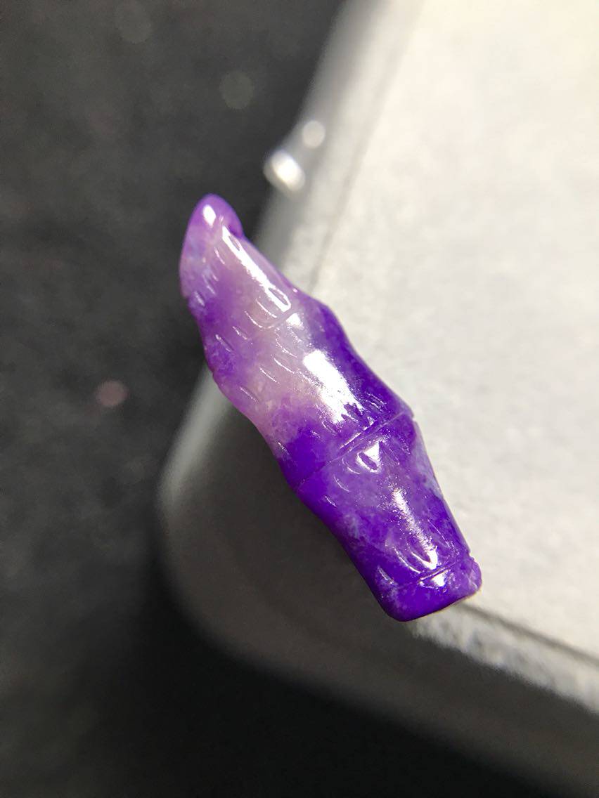 醒走 天然舒俱来玉化皇家紫翠竹子苏工立体雕刻项链吊坠