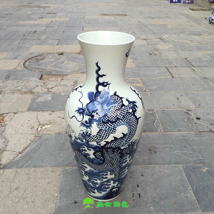 景德镇双龙戏珠中式风落地花瓶