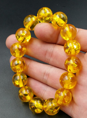 精美仿蜜蜡圆珠手链金光洒洒蜜蜡