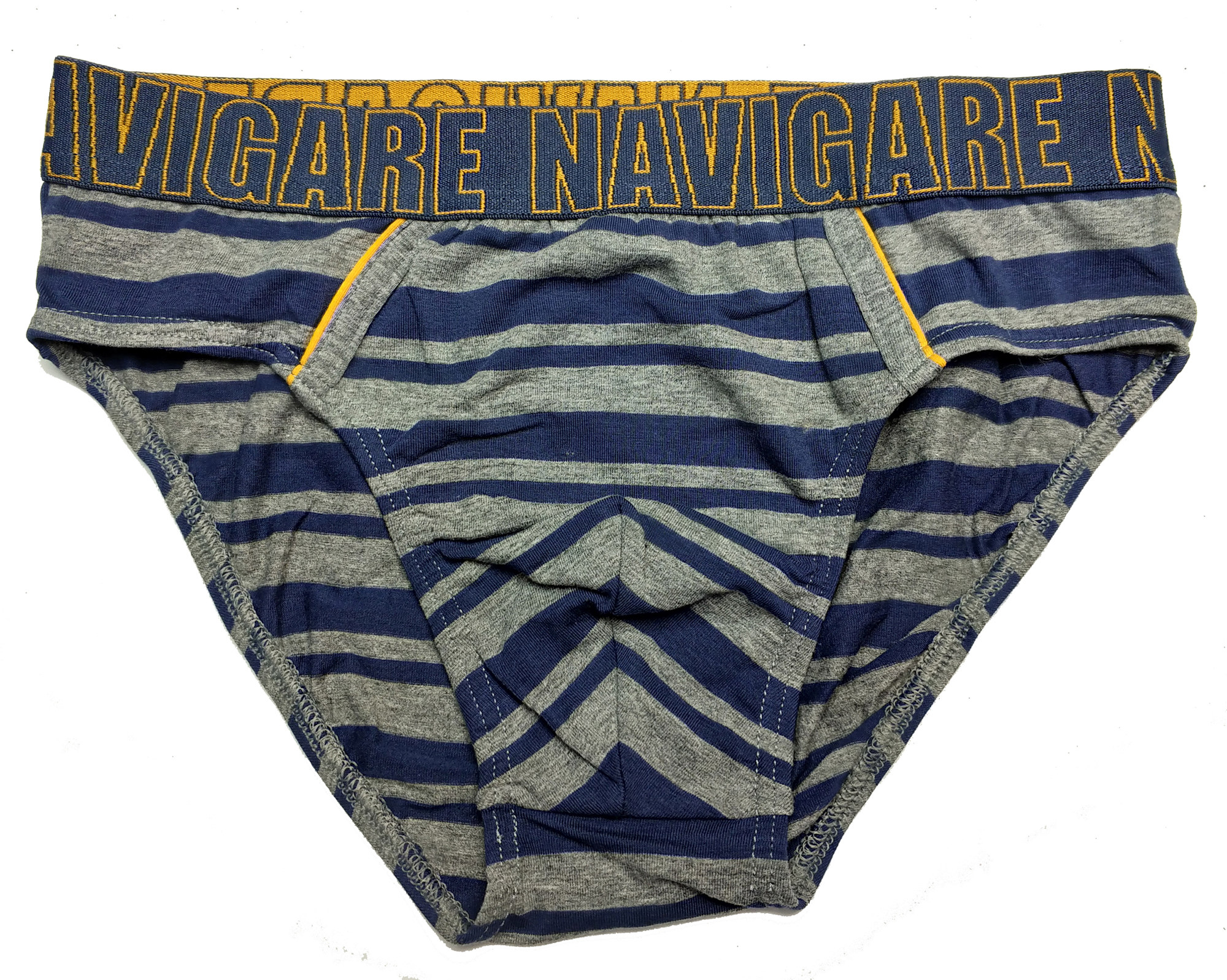 navigare s码男大童男士蓝灰条全棉三角短裤内裤