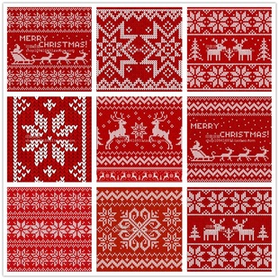 矢量设计素材 EPS 针织纹理图案背景圣诞快乐雪花麋鹿花纹纹饰