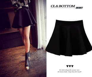 外贸原单罗马布半身裙防走光针织伞裙裙裤百搭小黑裙A字短裙