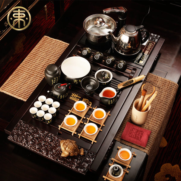 束氏 柯木双龙杯架 黑紫砂茶具套装 优惠券折后￥298包邮(￥398-100)