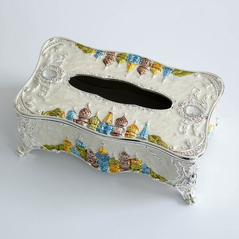 俄罗斯珐琅彩创意新婚家居纸抽盒 欧式纸巾盒 家用抽纸盒时尚礼品