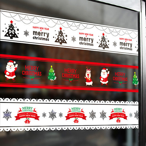 商场圣诞节装饰品腰线玻璃贴纸