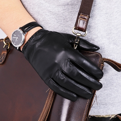 新款男士冬季时尚羊皮可触屏手套